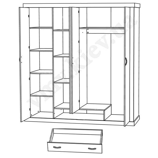 Шкаф 4D1S ЛАВЕНДА ВМВ / LAVENDA VMV сосна норвежская / дуб шоколадный фото