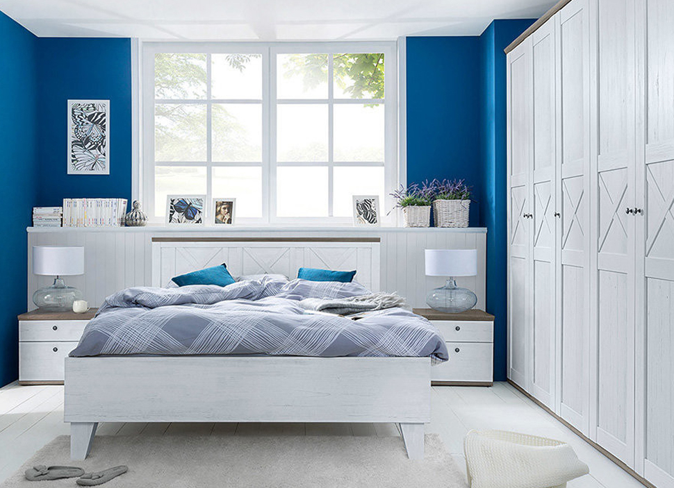 Меблі для спальні Stockholm BRW сосна андерсен біла / дуб сонома темний